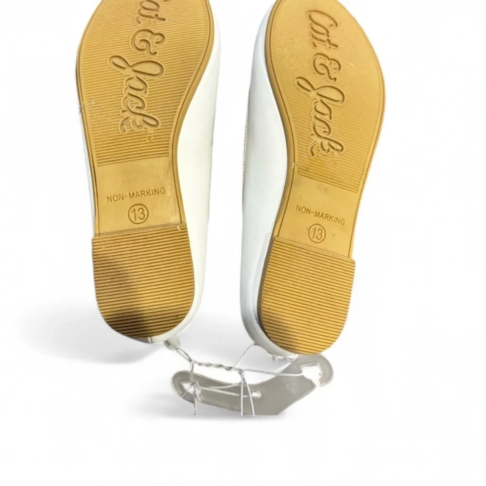 Cat & Jack White Ballet Flats Bow Slip On Dress Shoes Girls Size 13 NWT